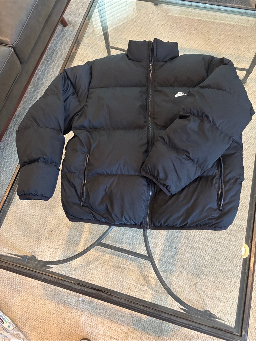 Nike Black Puffer Jacket with White Swoosh